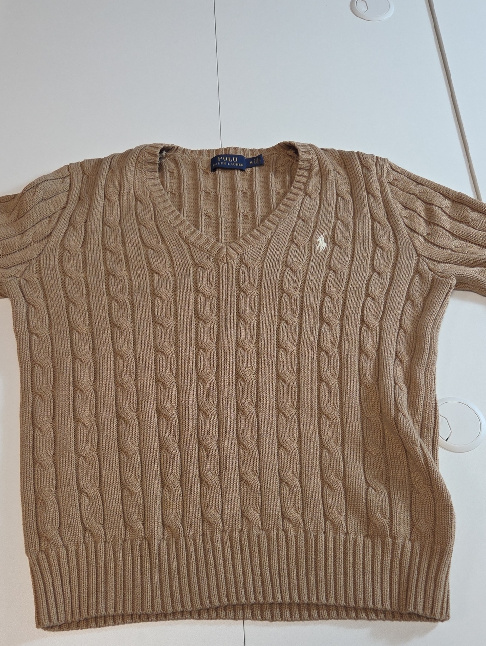 Polo Ralph Lauren 100% Cotton Cable Knit V-Neck Sweater Size M - Picture 9 of 11